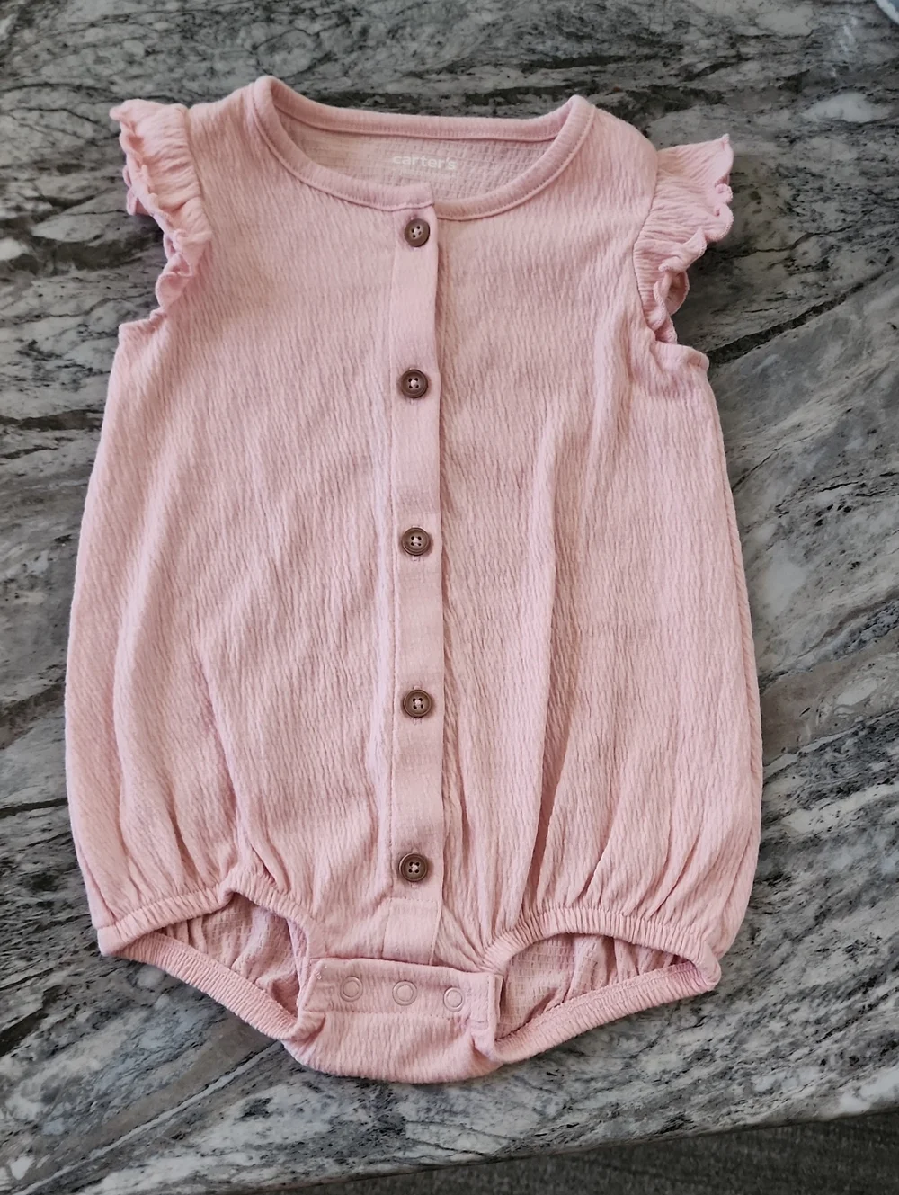Carters Baby Girl Pink Romper, Size 12 Months
